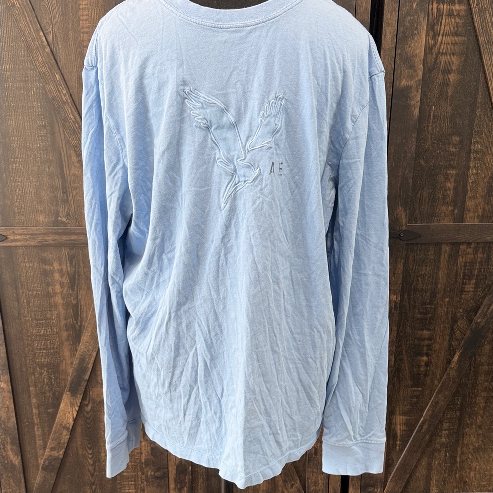 American Eagle Outfitters Men's Sky Blue Long Sleeve Tee